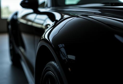 Extremely shiny black luxury car after detailing