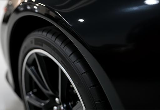 Close up of freshly dressed shiny car tire
